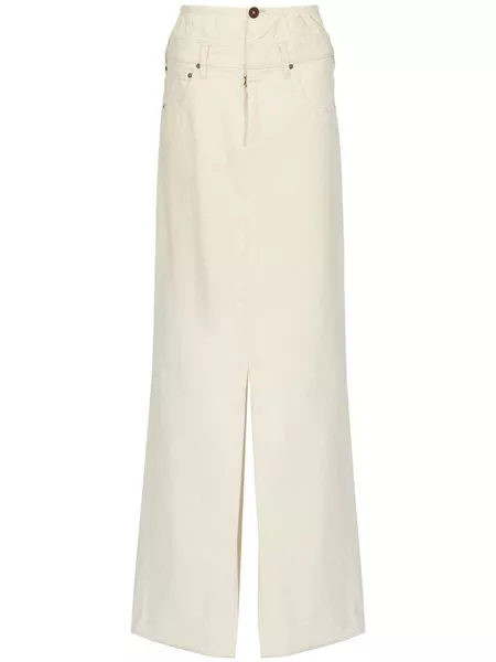 ワンピース MAISON MARGIELA Women Mid Skirts S51DL0253S54750100 White Maison Margiela Pleated Side Drape Midi Skirt in - Off White