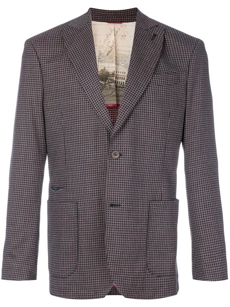 Dark red wool checked blazer from Al Duca D'Aosta 1902. Exclusively for ...