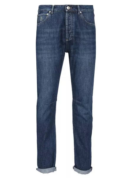 デニム・ジーパン Brunello Cucinelli Blue Jeans With Logo Patch On The Rear Brunello Cucinelli Leisure fit five-pocket jeans for Men