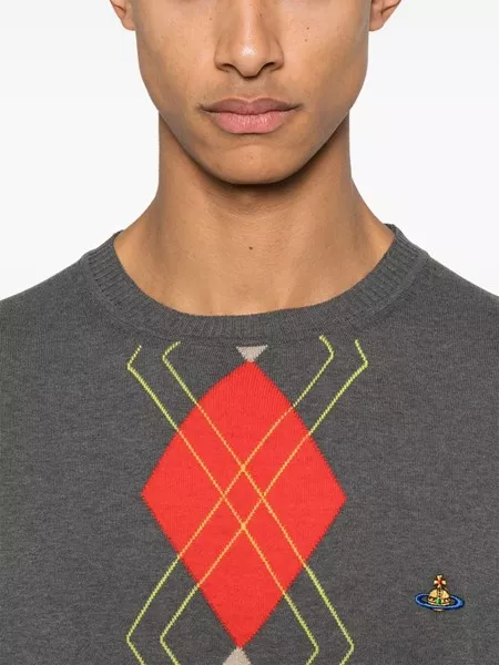 Vivienne Westwood Grey crew neck sweater with diamond Vivienne Westwood Grey crew neck sweater with diamond