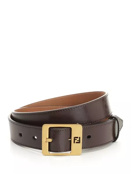Brown Fendi Double F Buckle Belt Fendi Belt #28 Size 70 Women's FF