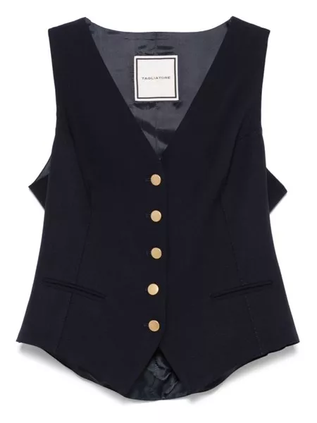 アウターその他 TAGLIATORE Woman Waistcoat Denim 340299GAELLE EI863 Tagliatore