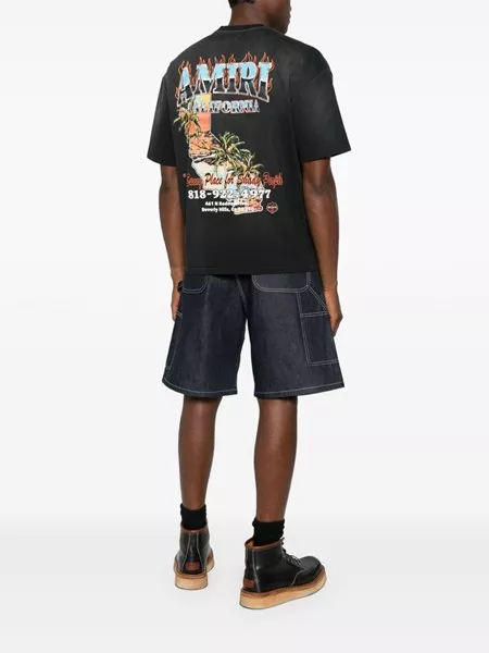 AMIRI☆Amiri Sunny Place Oversized T-Shirt AMIRI SUNNY PLACE OVERSIZED TEE - Black | AMIRI
