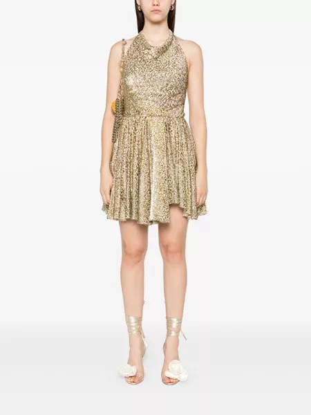 slim fit dress slacks Self-Portrait - Gold Rhinestone Drape Maxi Dress