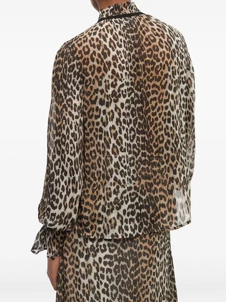 Ganni Leopard chiffon shirt for Women - US | Al Duca d'Aosta