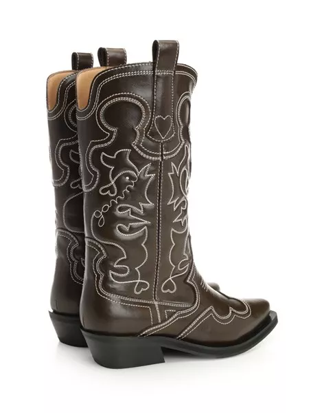 【関税＆送料込み】Ganni Western Embroidered Boots Ganni Black Embroidered Low Shaft Western Boot – Annabel