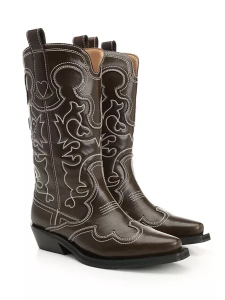 【関税＆送料込み】Ganni Embroidered Western Boots Ganni Embroidered metallic cowboy boots GANNI