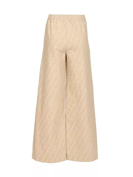 【関税＆送料込み】Fendi Ff Chambray Pants Fendi Ff-motif Chambray Trousers in Blue | Lyst