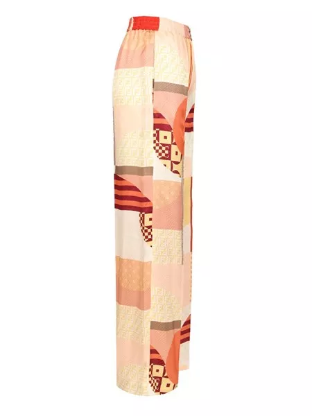 【関税&送料込】Fendi Patchwork Silk Trousers Pants Silk Multicolor | Fendi