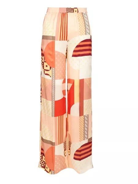 パンツ Fendi Patchwork Print Silk Pants Pants Silk Multicolor | Fendi