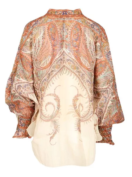 Tシャツ・カットソー Zimmermann FW25 'Rhiannon Tie Neck' blouse (3236TSS251 CMP) Rhiannon Tie Neck Blouse Cream Paisley Online | Zimmermann