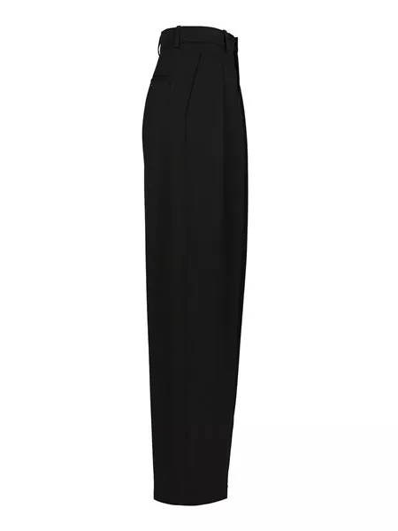 【SAINT LAURENT】TAILORED TROUSERS●824389Y7E631000 Black grain de poudre wool wide leg trousers – Daniello.com