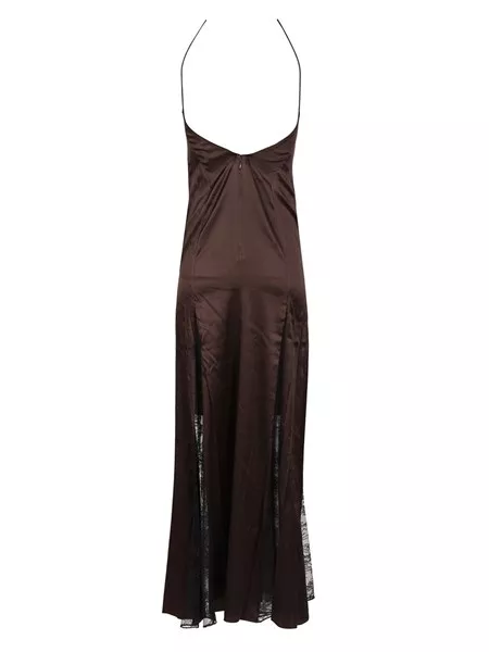 staud exclusive trinity lace-inset silk maxi slip dress Staud Trinity Lace-Inset Silk Maxi Slip Dress - Green