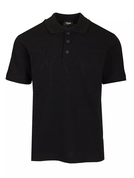 Fendi Polo shirt in black ff piquet jacquard for Men - US