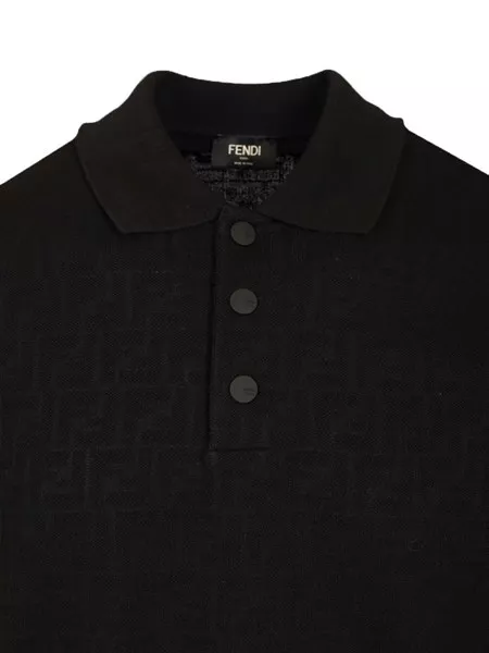 Fendi Polo shirt in black ff piquet jacquard for Men - US