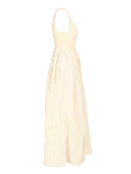 ivory dress summer Giorgia Long Dress in Ivory with Embellished Belt – Safiyaa London main image 1