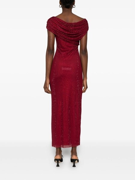 Self-portrait Burgundy rhinestone drape midi dress for Women - GB | Al Duca d'Aosta Self-portrait Burgundy rhinestone drape midi dress for Women - GB | Al Duca d'Aosta
