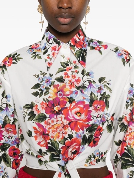 DOLCE&GABBANA カットソー トップス シルク 豪華 薔薇柄 36 Dolce & Gabbana Cotton shirt with a bouquet of flowers print for