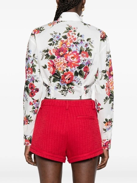 DOLCE&GABBANA カットソー トップス シルク 豪華 薔薇柄 36 Dolce & Gabbana Cotton shirt with a bouquet of flowers print for