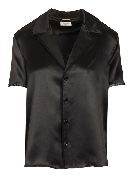 Saint Laurent Silk satin shirt with lace edges for Women - GB | Al