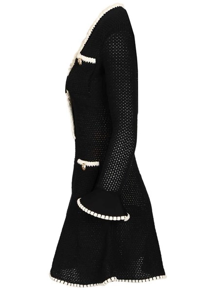 knee length dresses for ladies Self-Portrait 25SS Pearl Trim Knit Mini Dress RS25087SW White 123904129 –  trenbe