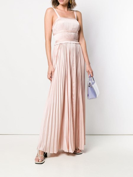 vestito lungo rosa plissettato
