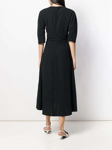 black wool midi dress