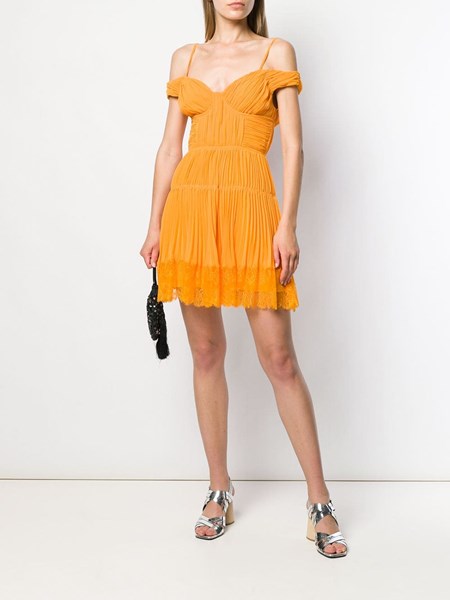 self portrait orange pleated dress