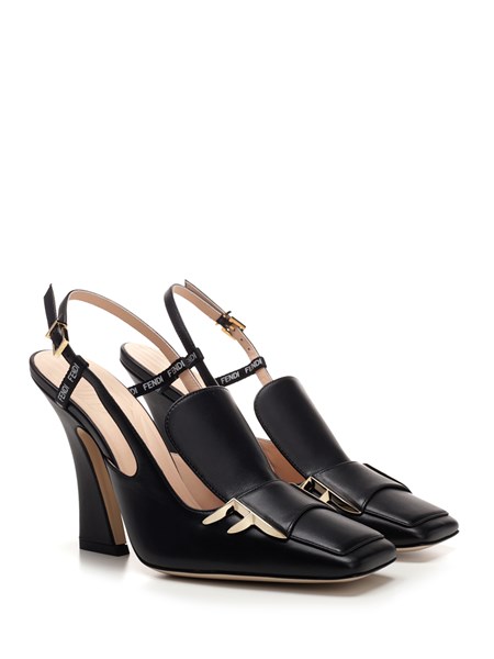 fendi black leather slingbacks