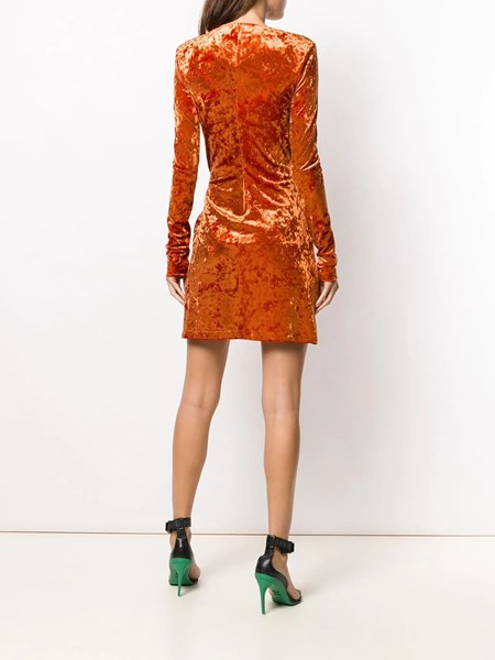 orange velvet dress long