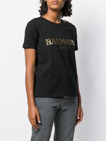 balmain t shirt black and gold