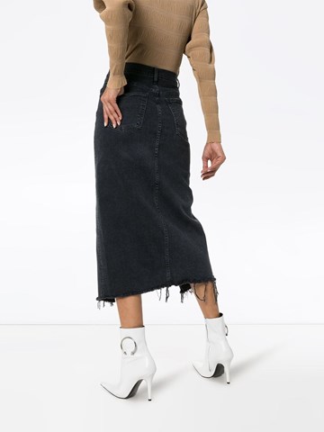 front slit denim skirt