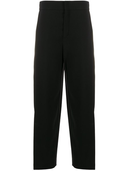 black satin cropped trousers