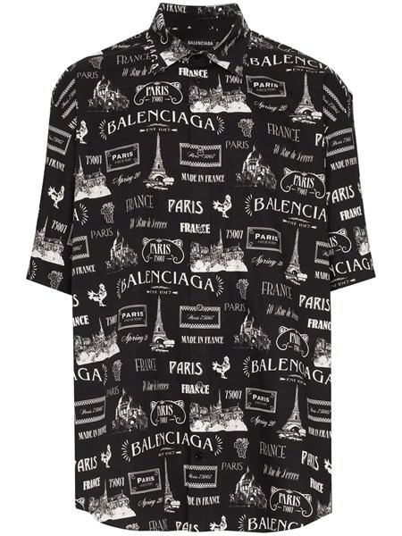 BALENCIAGA "Resto Paris" print cotton shirt