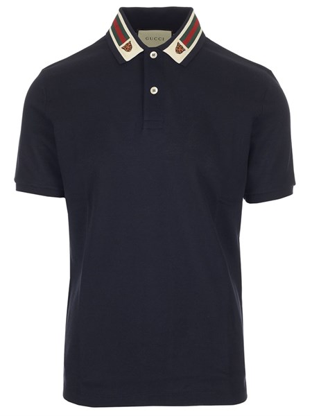 gucci cotton polo with web and feline head