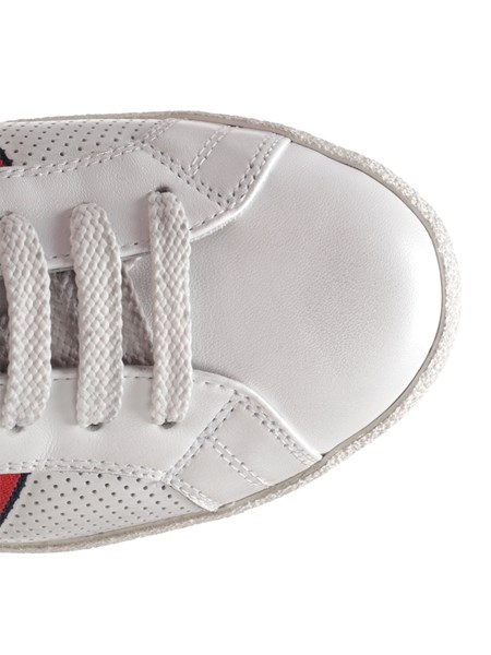 MONCLER White "Montreal" sneaker with tricolour stripe