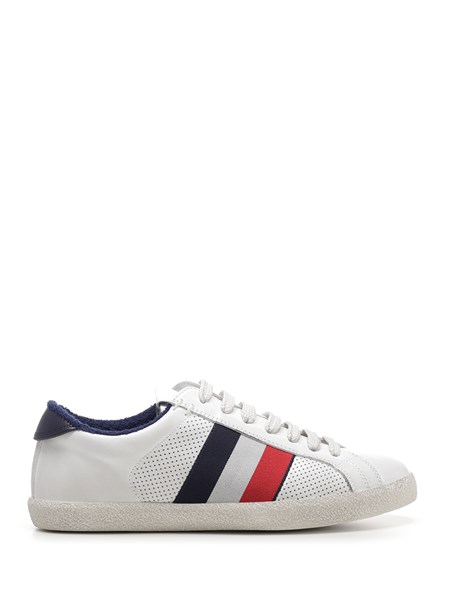 MONCLER White "Montreal" sneaker with tricolour stripe