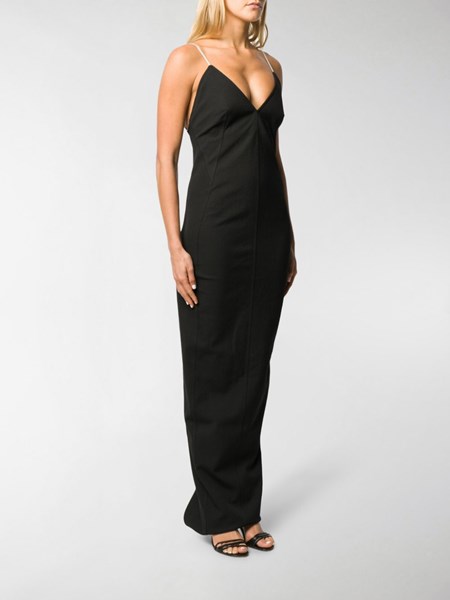 black crepe long dress