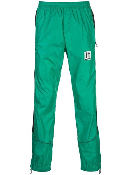 white nylon track pants