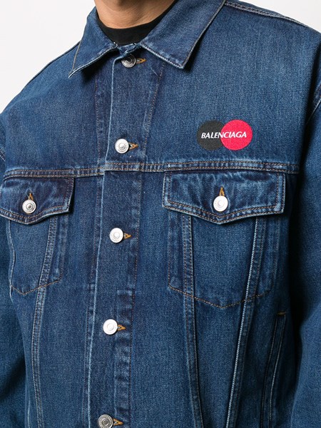 balenciaga logo print denim jacket