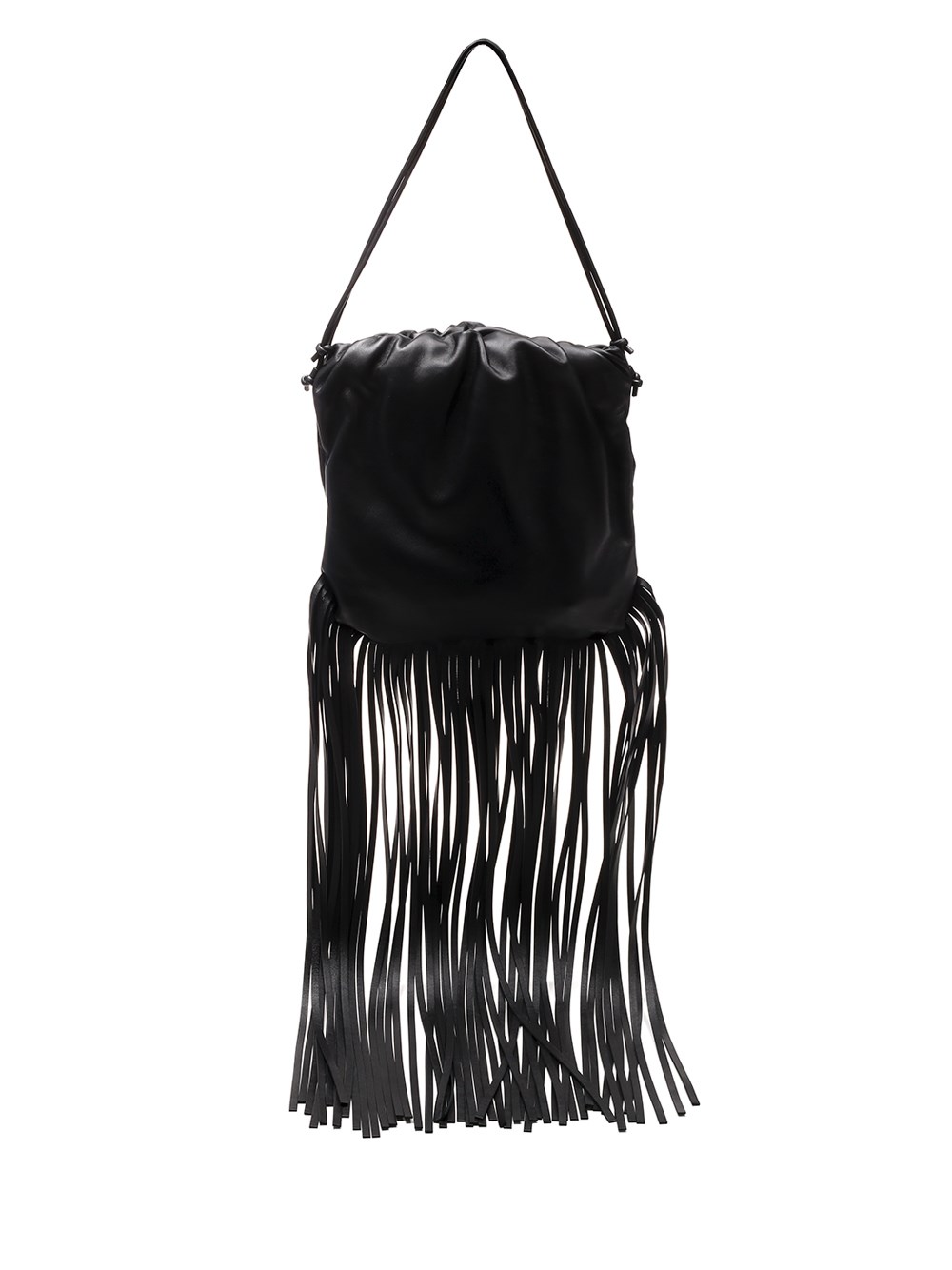 black fringe shoulder bag