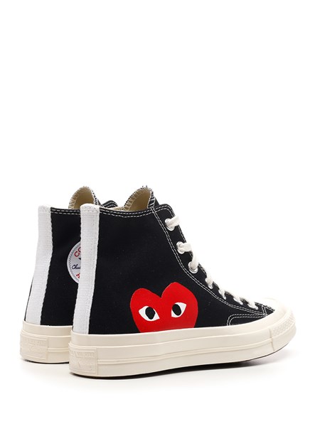black high top converse with red heart