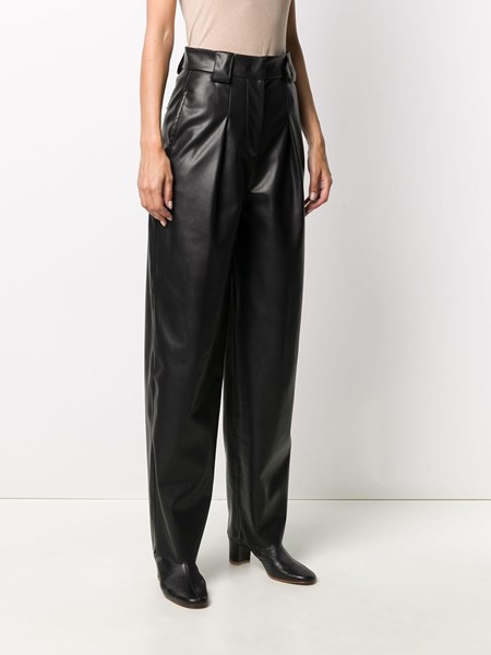 faux leather straight leg trousers