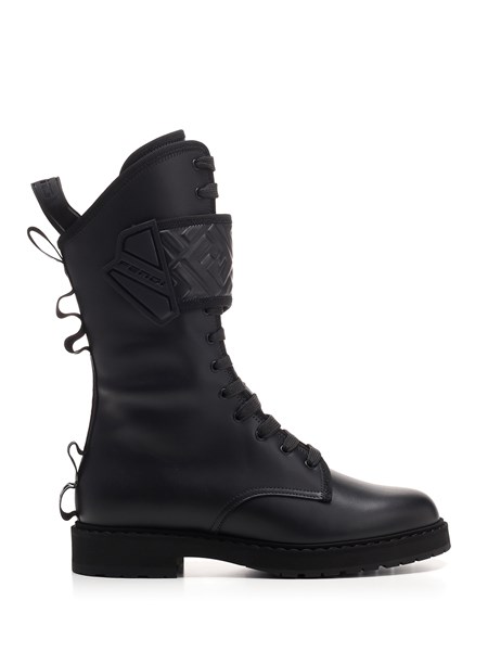 Fendi Black leather biker boots for 