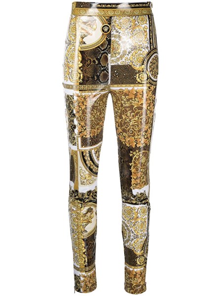 versace shiny leggings