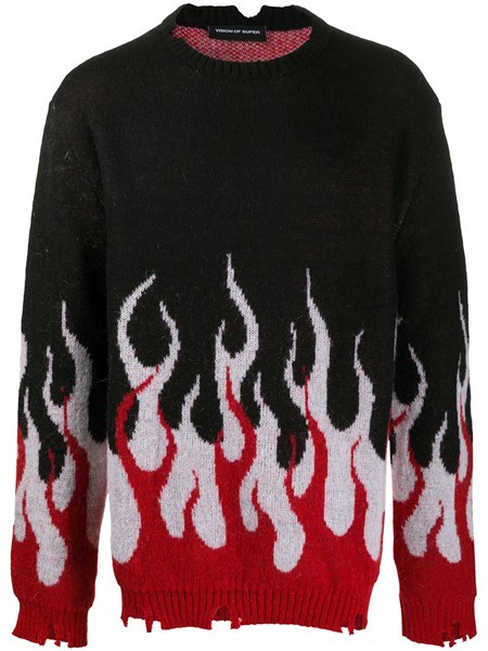 red and black flame sweater