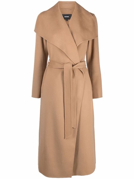 beige belted wool coat