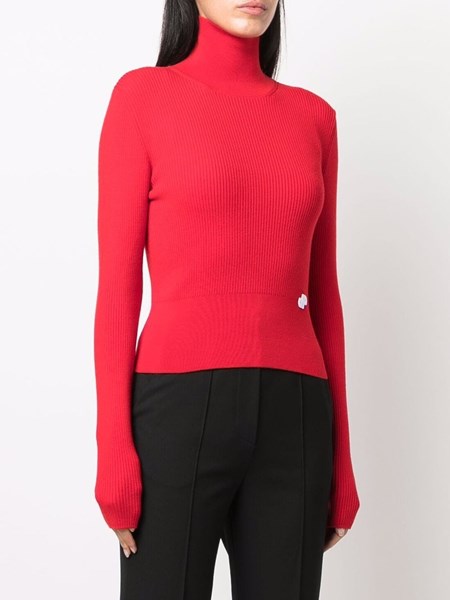 red wool turtleneck
