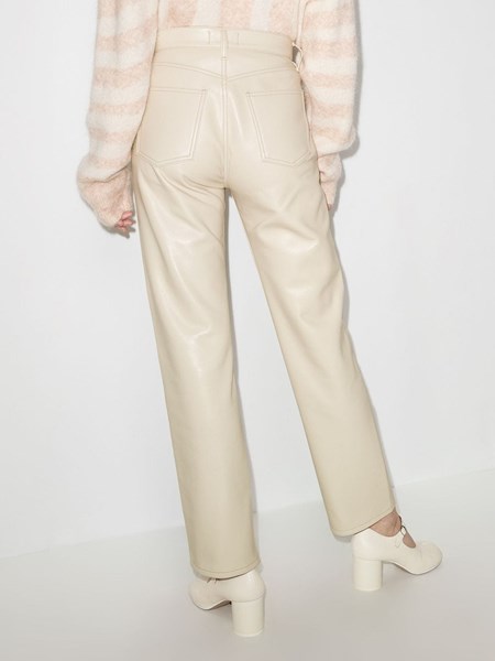 white faux leather trousers