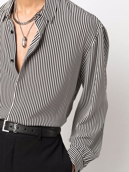 black and white striped silk shirt